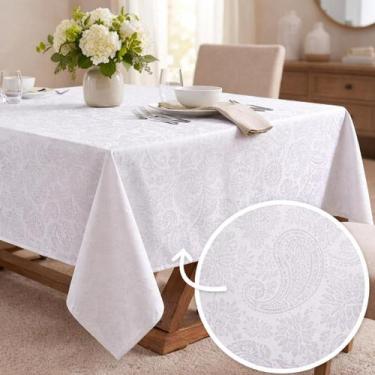 Imagem de Toalha de mesa Jacquard 6 Lugares 2,00m x 1,40m Decoração Cozinha Forr