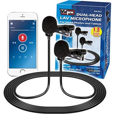 Imagem de Microfone Lavalier de Dupla Cabeça Vidpro XM-DLS para Smartphones e Tablets