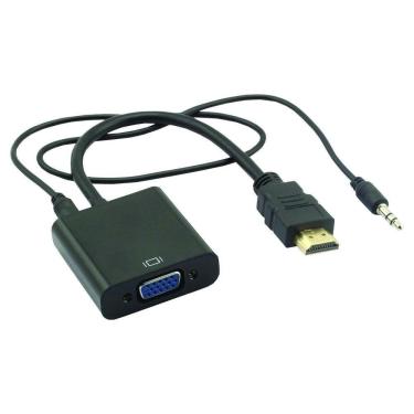 Imagem de Cabo Conversor Hdmi Para Vga + Audio Cabo P2 e Usb Preto