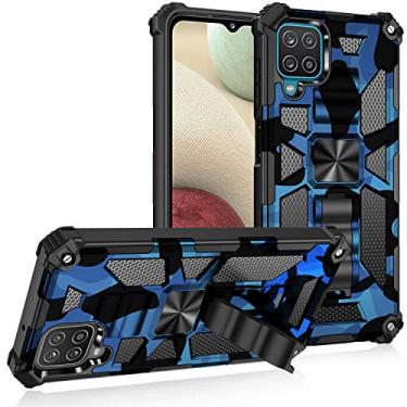 Imagem de Mobile phone accessories Para Samsung for Galaxy A12 camuflagem armadura TPU à prova de choque + PC capa protetora magnética com suporte phone case