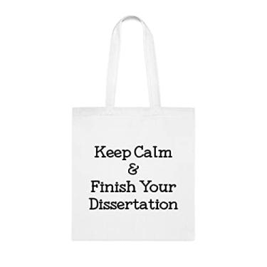 Imagem de Bolsa Keep Calm Finish Your Dissertation, presente divertido, bolsa de ombro, bolsas reutilizáveis, ideia de de Natal, Branco