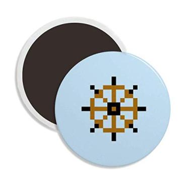 Imagem de Leme de vela de verão Pixel redondo cerâmica ímã de geladeira lembrança decoração