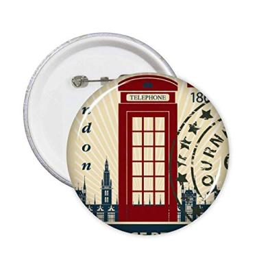 Imagem de London Selo de cabine telefônica Reino Unido alfinetes de cidade de país botão emblema acessório decoração 5 peças