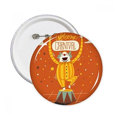Imagem de Emblema de botão redondo "Happy Carnival of Veneza" com cabeça de palhaço, 5 peças