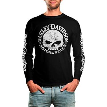 Imagem de Camiseta Manga Longa Harley Davidson Caveira (mod. Unissex) Tamanho:M;Cor:Branco