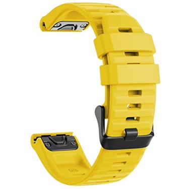 Imagem de KAPPDE 20 22 26mm Sport Silicone Watchband Pulseira para Garmin Fenix 7 7X 7S 6X 6 6S Pro 5X 5 5S Plus 3 3HR Pulseira de liberação rápida Easyfit (Cor: Amarelo, Tamanho: 26MMFenix 6X Pro)