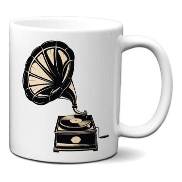 Imagem de Caneca Vitrola Antiga Gramofone Disco Vinil Presente Músico