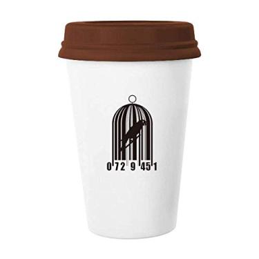 Imagem de Caneca de cerâmica para café com tampa de cerâmica para copos de café de escavação de códigos de barras