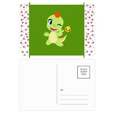 Imagem de Dinosaur Kingdom Love You Christmas Flower Celebration Cartão postal Blessing Mailing Card