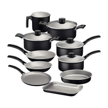 Imagem de Jogo de Panelas Turim Aluminio Revestimento Antiaderente 10 Peças Preto - Tramontina 20297064