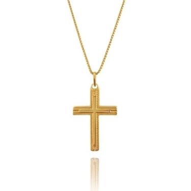 Imagem de Colar Cordão Corrente Correntinha Gargantilha Feminina Patuá Olho Grego Mão de Fátima Ferradura Pingente Cruz Banhado