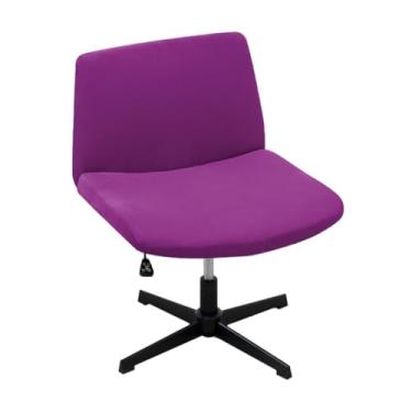 Imagem de Kitegrese Capa para cadeira de escritório cruzada, substituível, elástica, sem braços, para decoração de cadeira de escritório em casa (roxo)