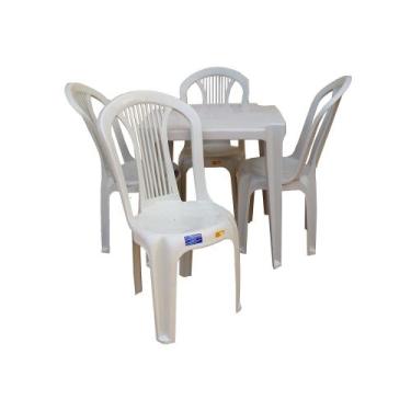 Imagem de Conjunto Mesa E 4 Cadeiras Bistro Antares Branco Kit 10 Jogo