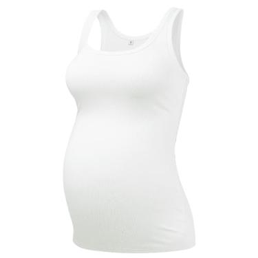 Imagem de PACBREEZE Regata feminina para gestantes, gola U, sem mangas, colete básico para gravidez, P-GG, Branco, M