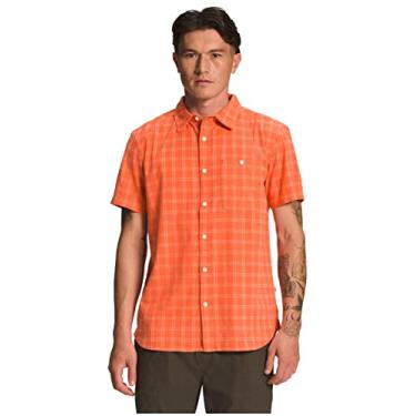 Imagem de THE NORTH FACE Camisa masculina de manga curta Loghill, Xadrez TNF quadriculado laranja coral empoeirado, P