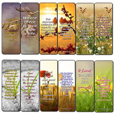 Imagem de Creanoso Great Quotes to Ponder Upon Bookmarks (Pacote com 60) – Cartões com frases inspiradoras – Incrível conjunto de marcadores de página – Presente premium para homens, mulheres, adultos