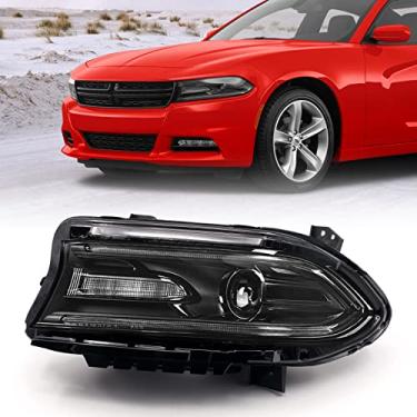 Imagem de VLINCAR Conjunto de farol compatível com Dodge Charger 2015-2018 [modelo de halogêneo] Substituição do farol lado esquerdo do motorista (LH) 68214399AB CH2502271