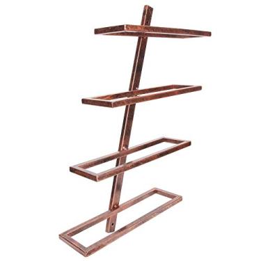 Imagem de Prateleira Rústica de Suporte para Garrafa de Vinho, Montada na Parede, para Armário de Sala de Jantar Doméstico (Garrafeira suspensa inclinada para 4 garrafas)