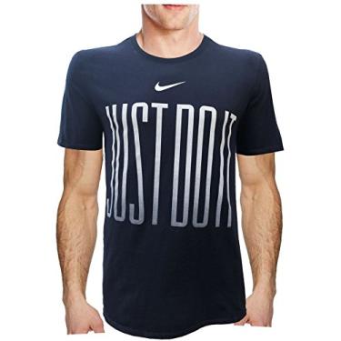 Imagem de NIKE Camiseta masculina esportiva Just Do It Swoosh, Azul/prata refletiva, G