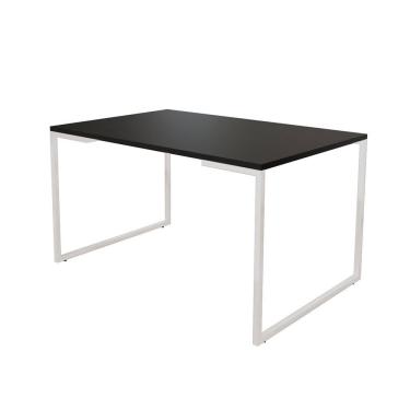 Imagem de Mesa de Jantar Industrial 6 Lugares Preta 140x90 Base Aço Branco