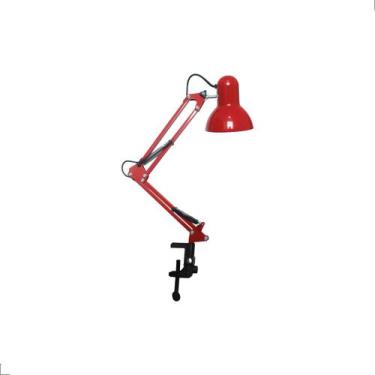 Imagem de Luminária De Mesa Pixar Vermelho Articulável C/ Garra e Lâmpada A60 E2