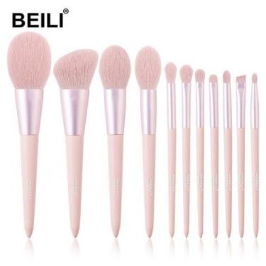 Imagem de Kit Pincél De Maquiagem Profissional Pó Sombra BEILI  - ElaShopp