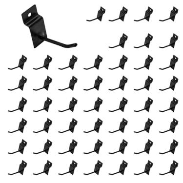 Imagem de Waltool Conjunto de 50 peças de ganchos pretos de painel de slatwall de 5 cm, ganchos de metal para pendurar na parede, organizador de quadro de garagem, loja de varejo