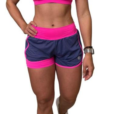 Imagem de Short Duplo Fitness Academia Feminino Beach Tennis LaBrun, M, Azul, Pi