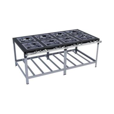 Imagem de Fogão Industrial 8 bocas 40X40 Luxo Metalmaq, Gás Natural