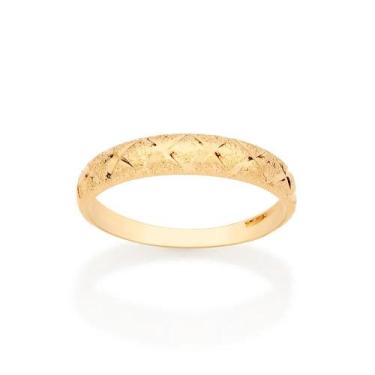 Imagem de Meia Aliança Rommanel Diamantada E Fosqueada Riscos X 513216, 20, Dour