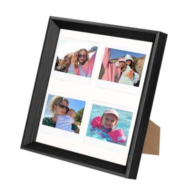 Imagem de CAIYOULE Moldura de madeira, moldura para câmera Polaroid e Fujifilm Instant Wide400 Wide300 Wide210, para 4 fotos de 8 x 10 cm - Preto