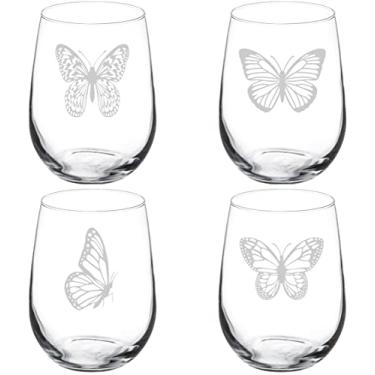 Imagem de MIP Conjunto de 4 taças de vinho coleção de borboletas cálice de presente (sem haste de 500 ml)