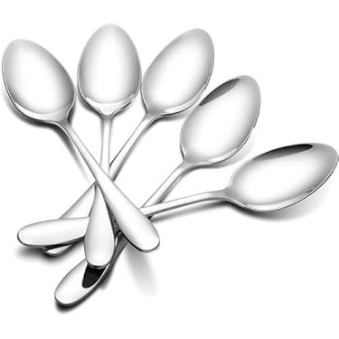 Imagem de Colher de aço inoxidável Conjunto de 6 talheres de luxo para buffet de restaurante e bar de sobremesas