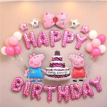Imagem de Conjunto De Balões De Aniversário Peppa Pig Infantil, Decoração De Par