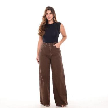 Imagem de Calça Wide Leg Básica Mom Feminina Bag Pant Perna Larga - Black Jeans,