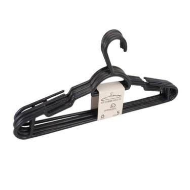 Imagem de Kit 5 Cabides Para Roupas (Preto) Adulto Antideslizantes Original Reforçado Multiuso Com Porta Gravata Cinto e Gancho para Vestidos Cabides para Calças Camisas Camisetas e Ternos Guarda-Roupa