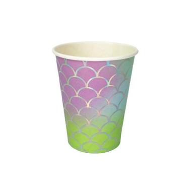 Imagem de 8 Copos de Papel Festa Sereia 250 ml - Inspire sua Festa Loja - PONTO 