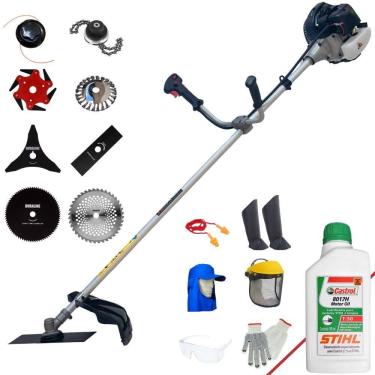 Imagem de Podador de Grama Anmax CG430B 43cc 1,7HP + Facas 2 Pontas, 3 Pontas, 6 Pontas, 40 Dentes, 80 Dentes, Trimmer, Carretel, Escova + EPI + ÓLEO STIHL 2T