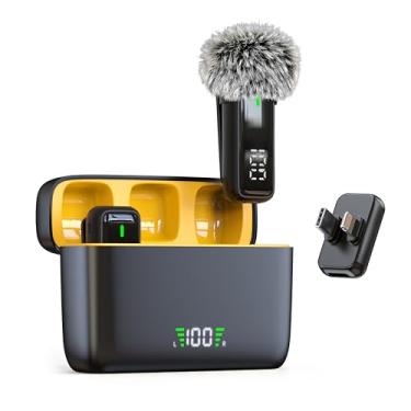Imagem de NPTCL Microfone de lapela sem fio 2 em 1 para iPhone Android – Mini microfone de telefone com capa de carregamento 24 H para gravação de vídeo Vlog TikTok Instagram Asmr, cancelamento de ruído
