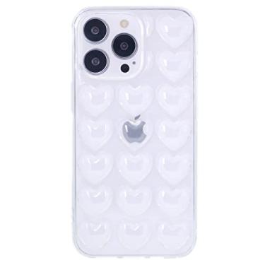 Imagem de DMaos Capa feminina compatível com iPhone 13 Mini, 3D Pop Bubble Heart Kawaii, linda feminina para iPhone13 Mini 5,4 polegadas - transparente