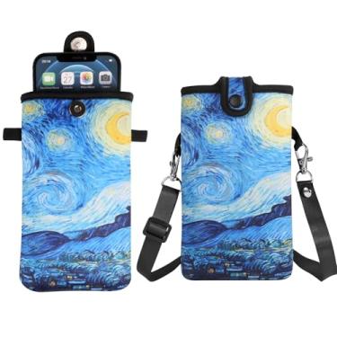 Imagem de YICHEEY Bolsa de neoprene para celular com alça transversal compatível com Galaxy S25 Ultra S25+ S24 FE / A15 A16 A25 A35 A54 A55 / iPhon 16 Pro Max/Pixel 9 Pro XL/OnePlus 13 (Noite Estrelada, GG)