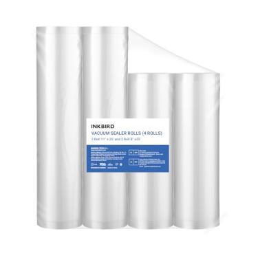 Imagem de Inkbird 4 rolos de sacos seladores a vácuo, 28 cm x 63 cm, 2 rolos e 20 cm x 63 cm, 2 rolos seladores a vácuo para economia de alimentos, sacos sous vide, saco selador de congelador para cozinhar sem