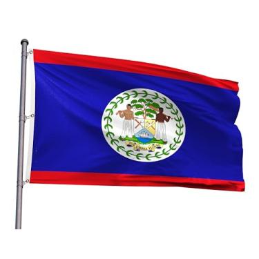Imagem de Bandeira de Belize Extragrande 1,8 x 3,5 m Bandeira Nacional de Poliéster Impressa em Poliéster Latina com 3 Ilhós para Belizenhos Tema Festival Evento Desfile Festa Herança Decoração do Mês Hispânico