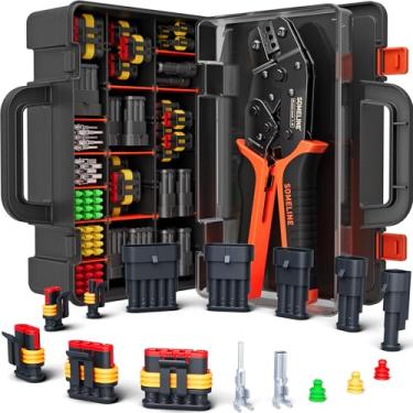 Imagem de SOMELINE Conjunto de plugue de carro à prova d'água para ferramenta de crimpagem [0,34-2,5 mm²] com conector de carro de 1/2/3/4/5 pinos - adequado para carro, caminhão, motocicleta, barco