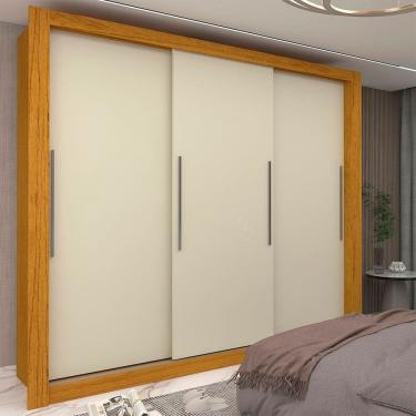 Imagem de Guarda-roupa Casal 3 Portas 100% Mdf Milão Yescasa Naturale/Off White