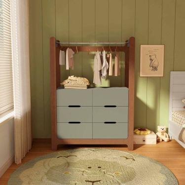 Imagem de Guarda-roupa Closet Infantil com 6 Gavetas e Cabideiro 100% Mdf Olívia Verti/ Castanho