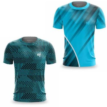 Imagem de Kit 2 Camisa Masculina Academia Pro Fit Estampada Musculação Corrida F