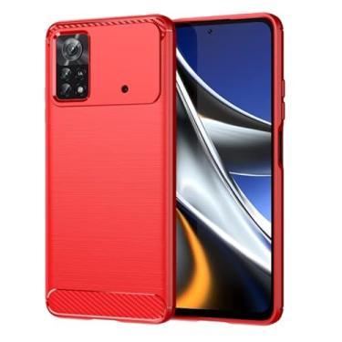 Imagem de Capa Para Xiaomi Mi Poco X4 Pro 5G (Tela 6.67) Carbon Fiber Leve Fina Maleável (Vermelho)