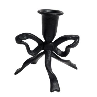 Imagem de Castiçal de metal com arco cônico 12,7 cm A x 4,81 L, dourado, preto, castiçais decorativos para peça central, mesa, cornija, casamento (preto fosco)