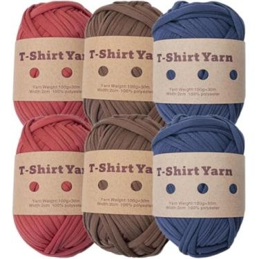 Imagem de 6 Pcs T-shirt Tecido Elástico Fio De Crochê Fio De Camiseta Grosso Para Diy Bolsa Cobertor Almofada Projetos De Crochê, Style E